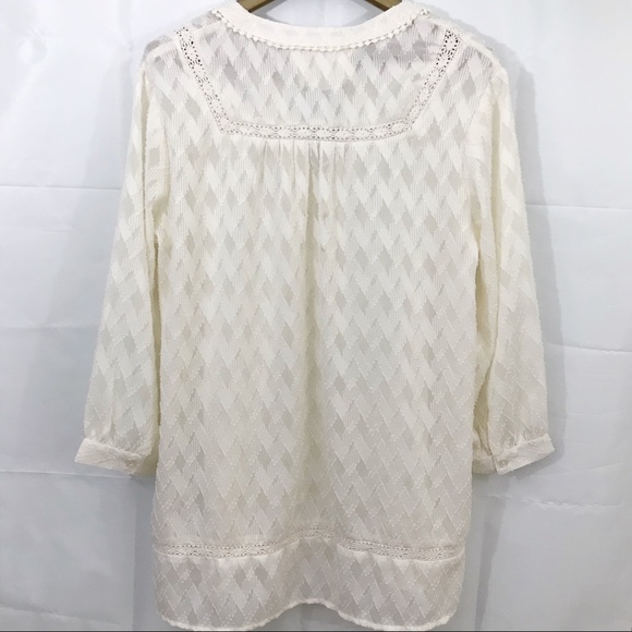 California Moonrise Boho Diamond Pattern Sheer Top - Picture 6 of 8
